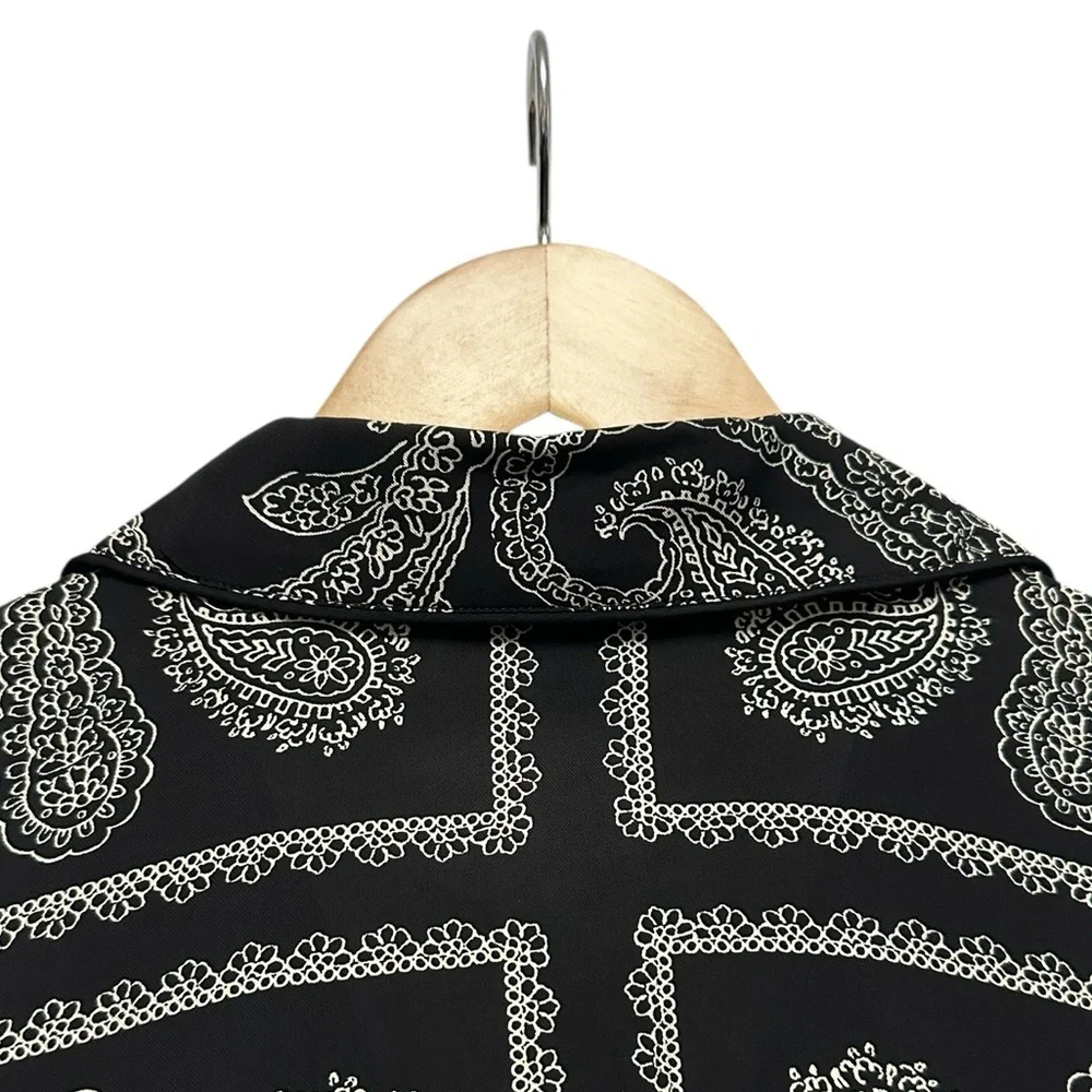 J. Crew Drapey camp-collar shirt paisley scarf‎ print Black Candlelight Size XXS